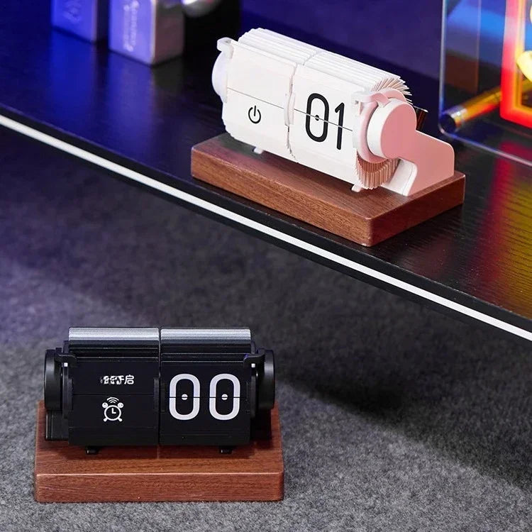 Vintage Flip Clock - Smart Mechanical Desk Calendar with Automatic Date & Alarm,Retro Time Management Tool for Home Decor 탁상시계